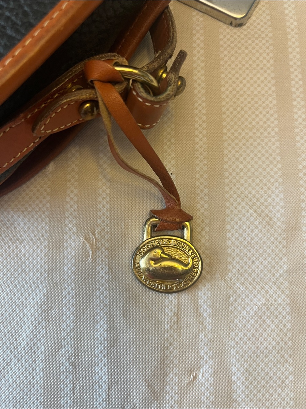 Dooney & Bourke Black Crossbody with Tan Leather Trim. - Picture 4 of 11